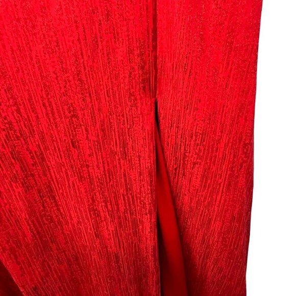Abby Paris 90015 A-Line V-Neck Spaghetti Stap Long Prom Dress Red Shimmer 14 New - Picture 5 of 11